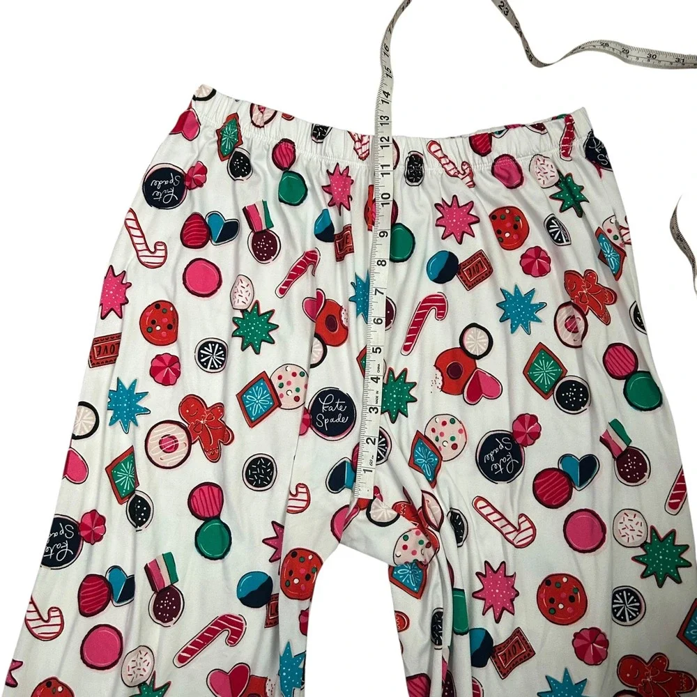 Kate Spade Christmas Cookie Pajama Set XL White Gingerbread Candy‎ Cane Print